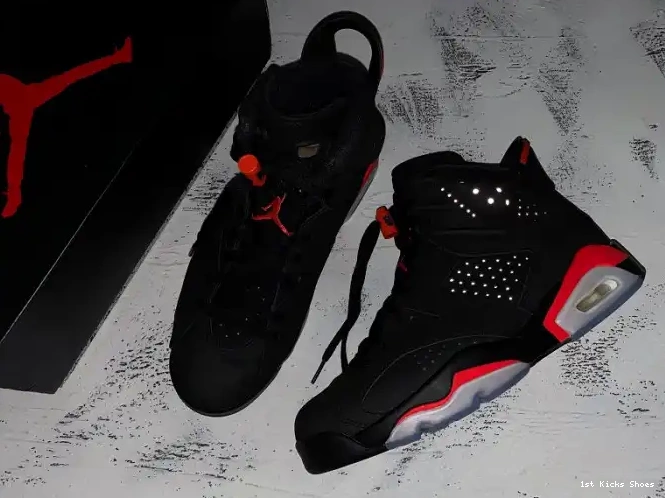 1st Kicks Shoes Air OG 384664-060 Jordan 6 Retro Infrared Black 0525